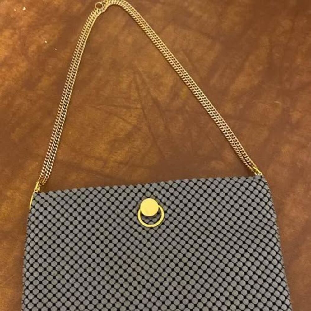 Vintage Allan Edward Gray Mesh Purse Evening Bag Metal Rope Strap